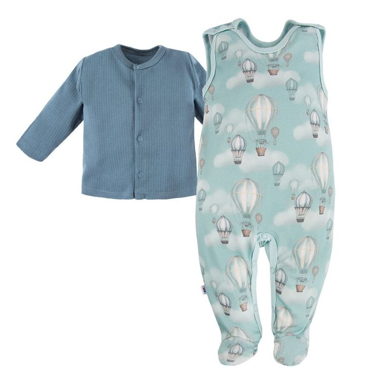 Komplet chłopięcy, Śpiochy, Kaftanik, turkusowy, Eevi