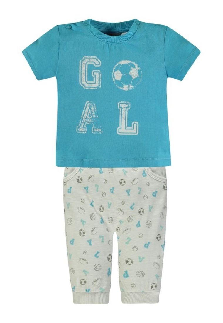 Komplet chłopięcy, T-shirt, Spodnie dresowe, turkusowo-szary, Kanz