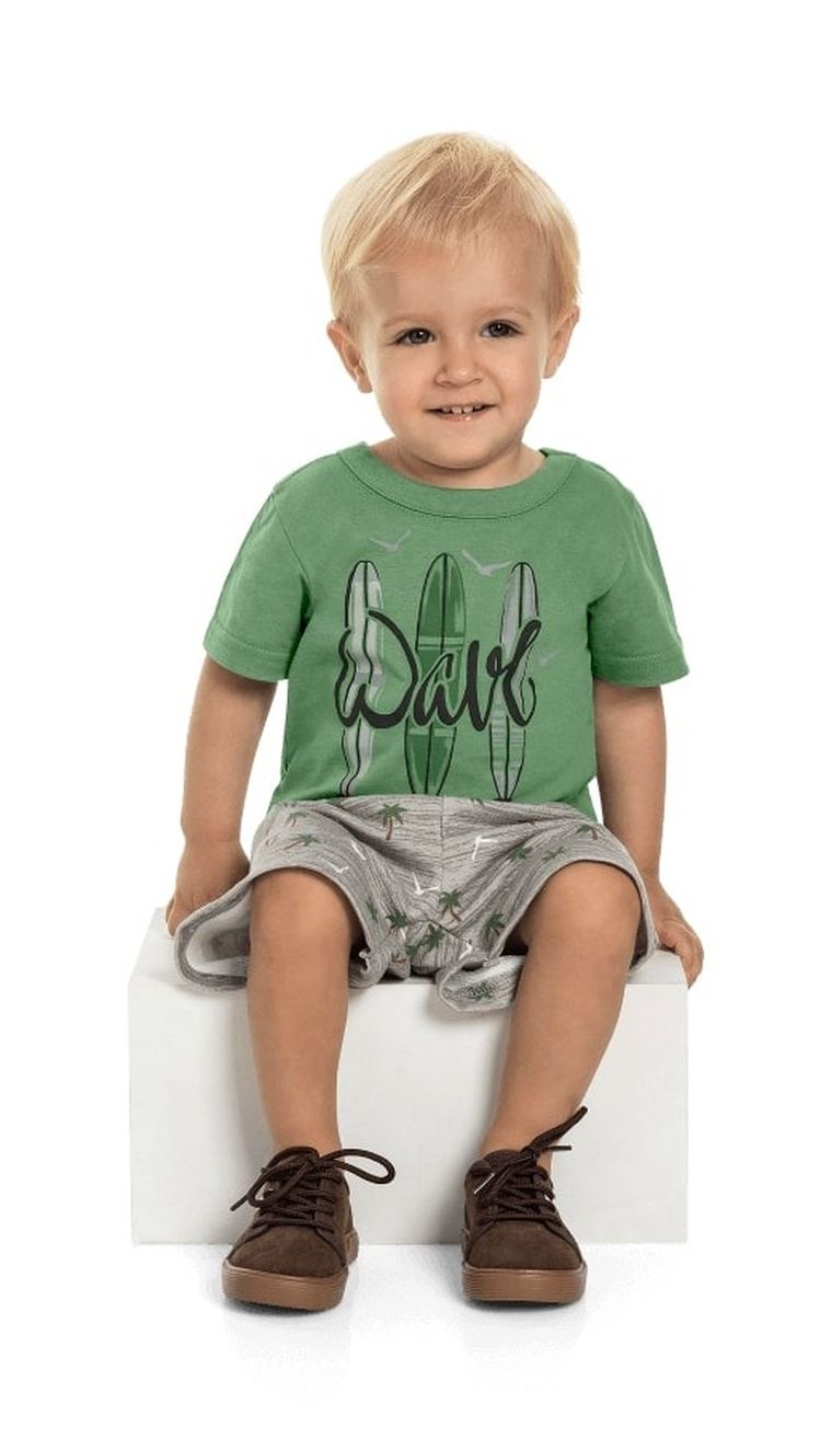 Komplet chłopięcy, T-shirt, Szorty, zielono-szary, Bee Loop