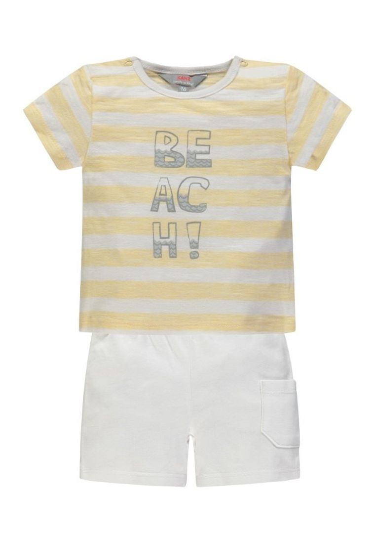 Komplet chłopięcy, T-shirt, Szorty, żółty, Kanz