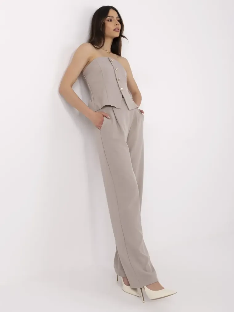 Komplet damski, beżowy, Italy Moda