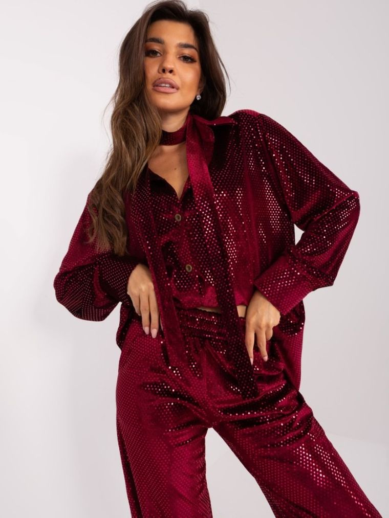 Komplet damski, bordowy, Lakerta