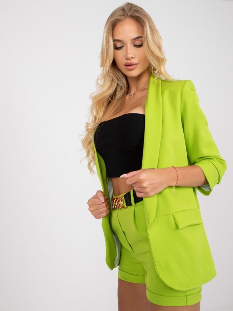 Komplet damski, Marynarka, Szorty, zielony, Italy Moda