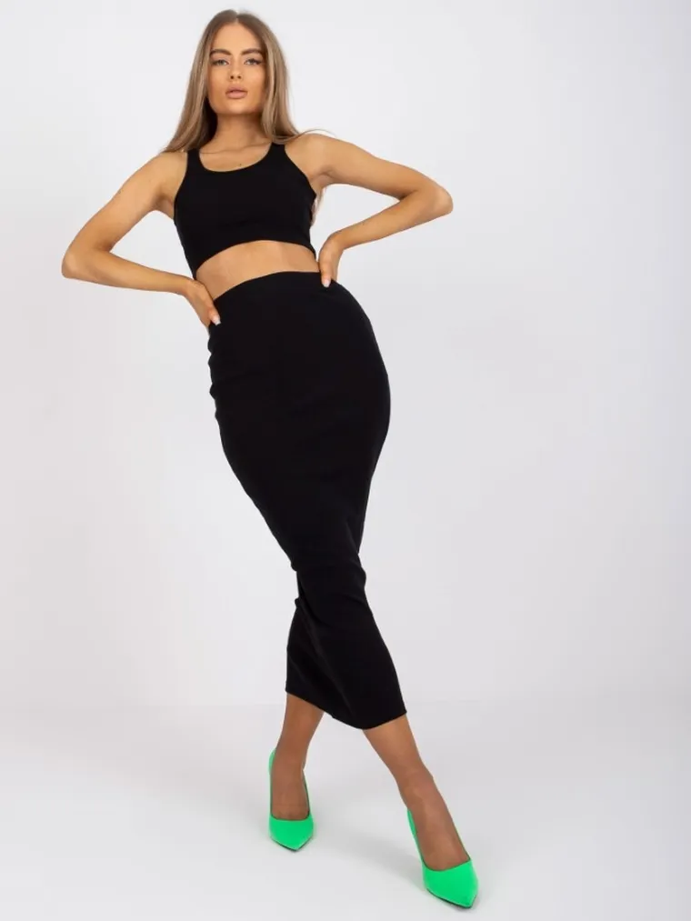 Komplet damski, Top, Spódnica, czarny, Rue Paris