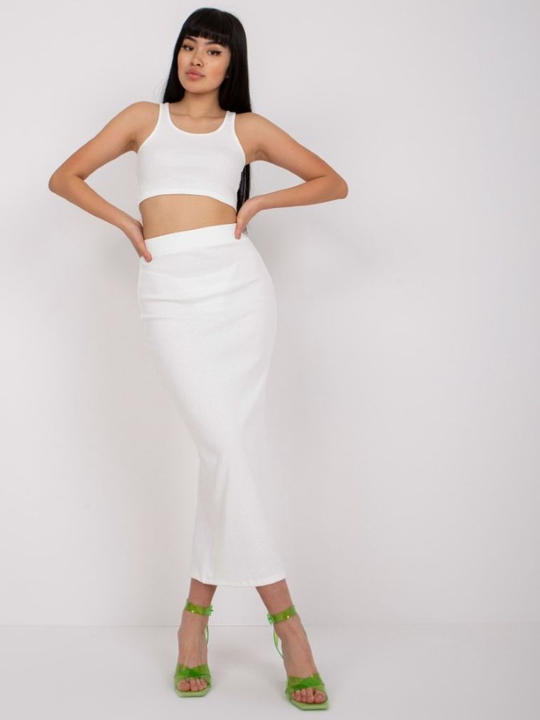 Komplet damski, Top, Spódnica, ecru, Rue Paris