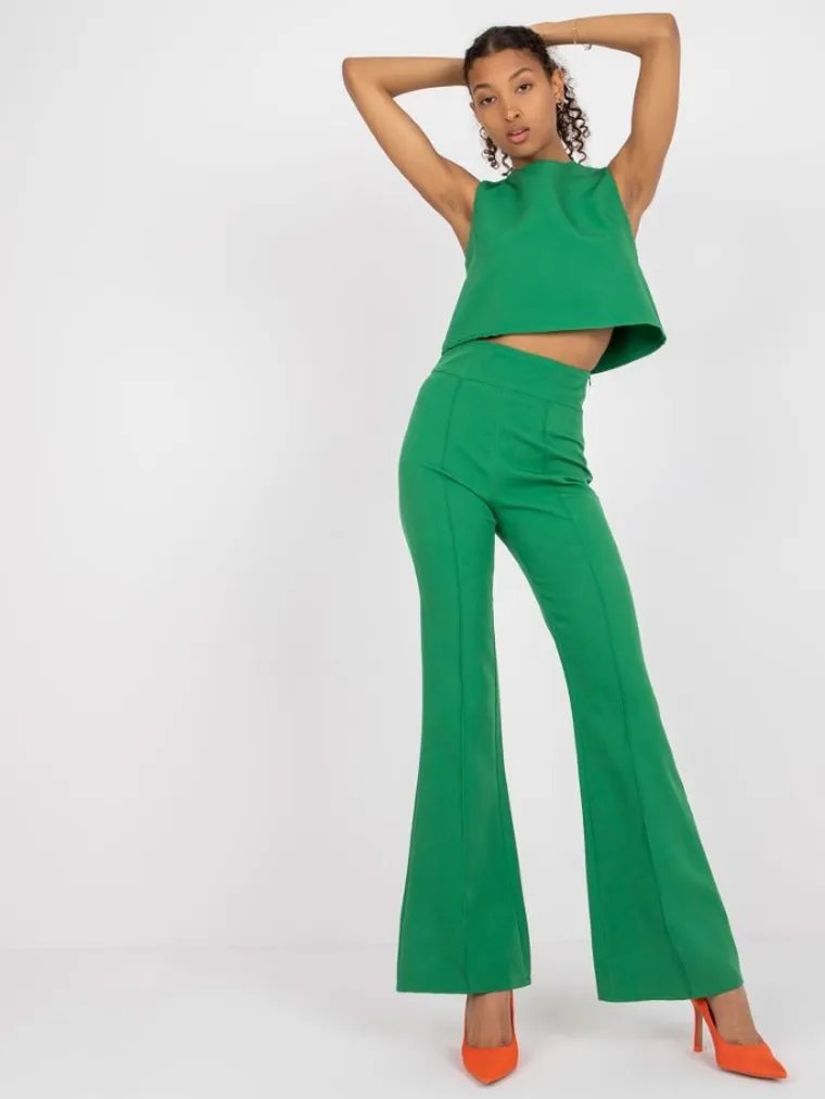 Komplet damski, Top, Spodnie, zielony, Italy Moda