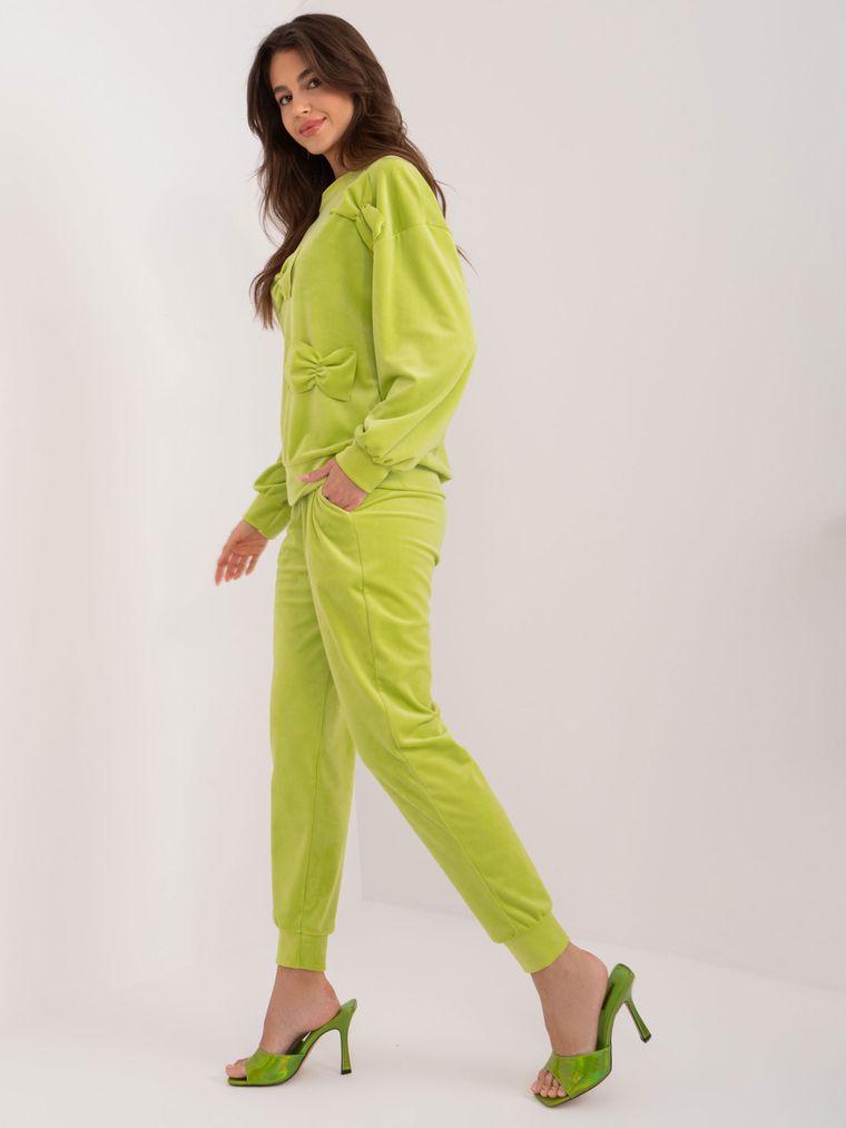 Komplet damski, welurowy, zielony, Italy Moda