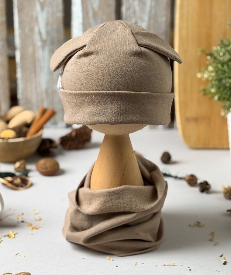 Komplet dziecięcy, Czapka, Komin, beżowy, Iltom