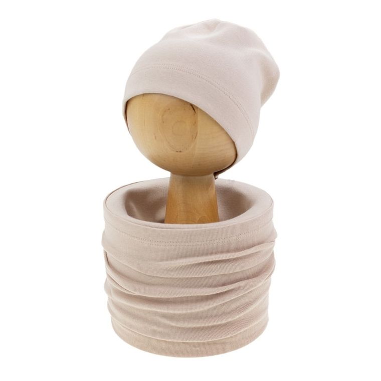 Komplet dziecięcy, Czapka, Komin, beżowy, Nicol