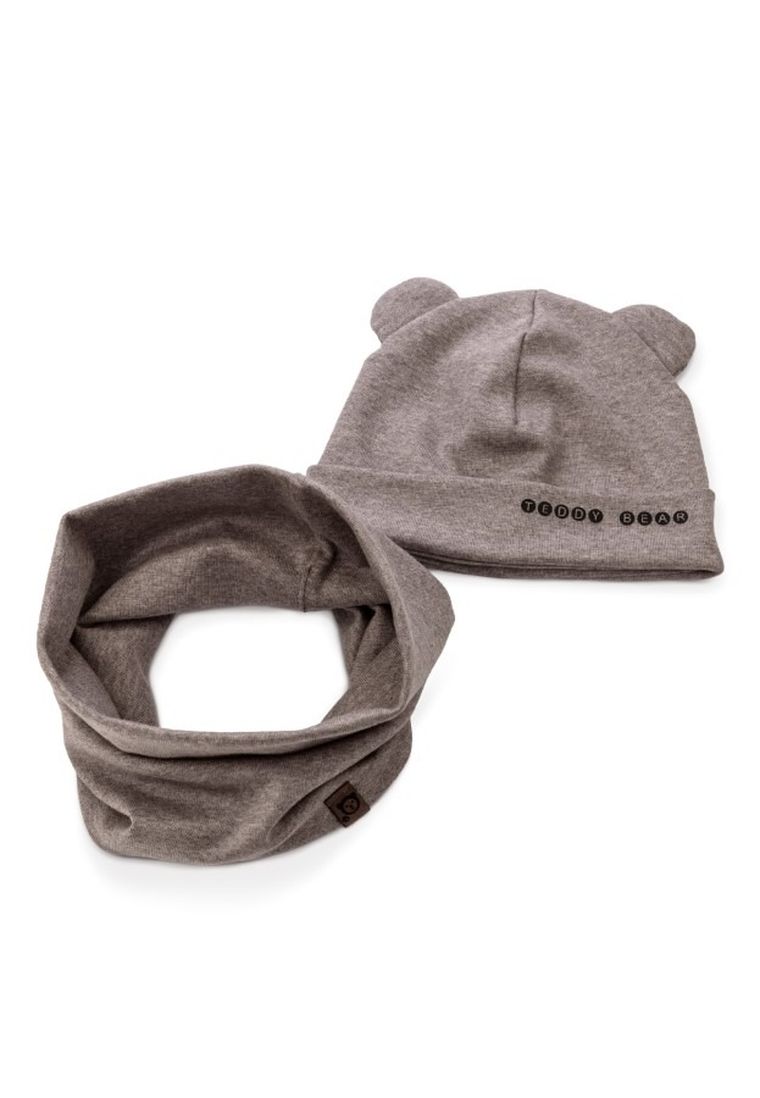 Komplet dziecięcy, Czapka, Komin, brązowy, Iltom