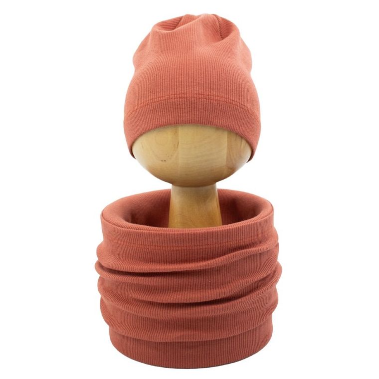 Komplet dziecięcy, Czapka, Komin, brązowy, Nicol