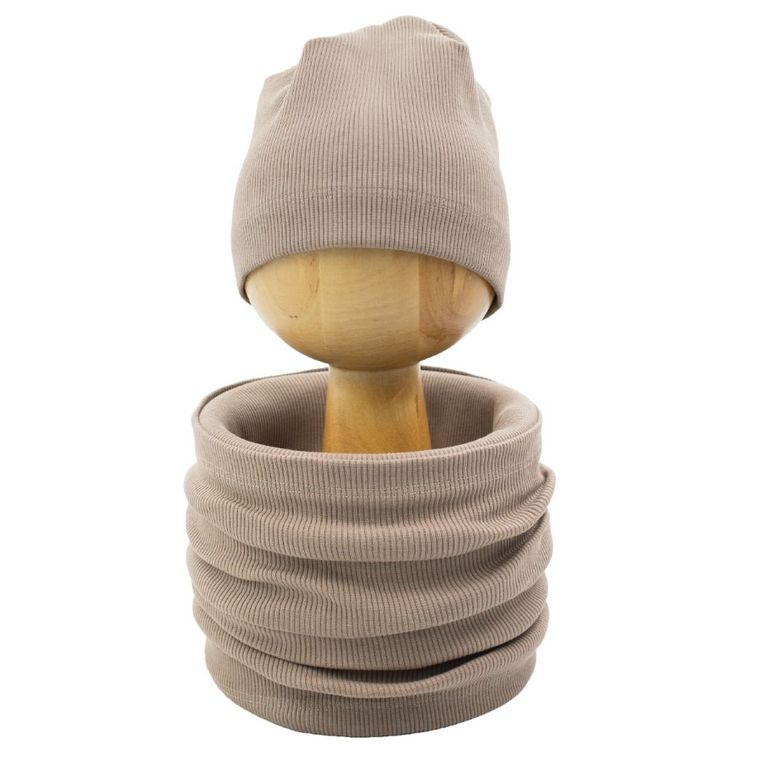 Komplet dziecięcy, Czapka, Komin, brązowy, Nicol