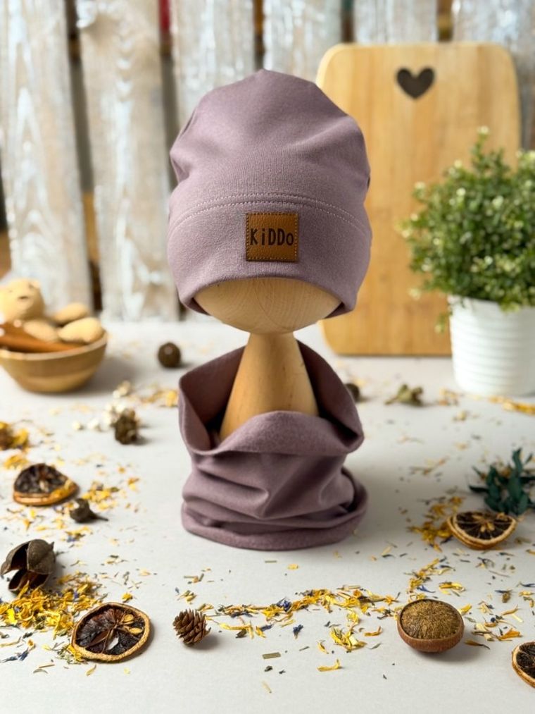 Komplet dziecięcy, Czapka, Komin, fioletowy, Iltom