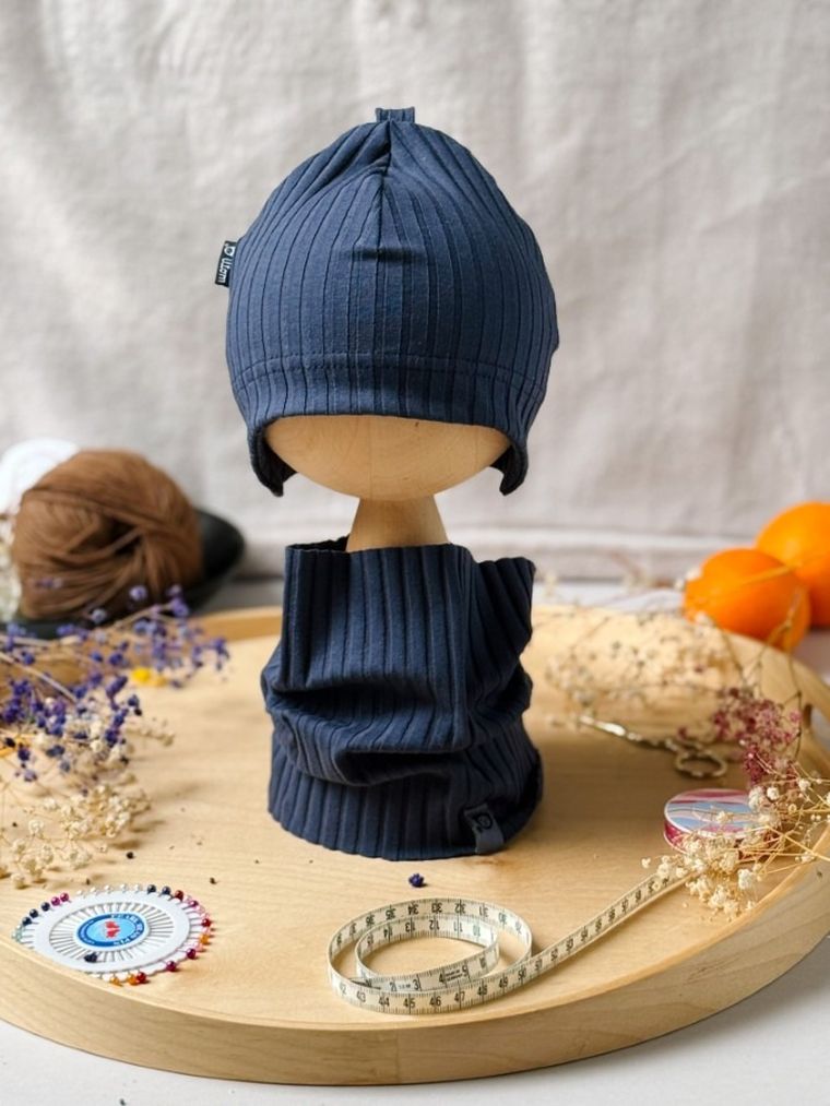 Komplet dziecięcy, Czapka, Komin, granatowy, Iltom