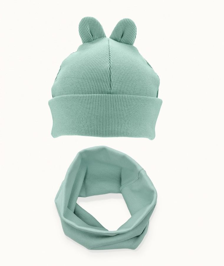 Komplet dziecięcy, Czapka, Komin, prążkowany, niebieski, Iltom