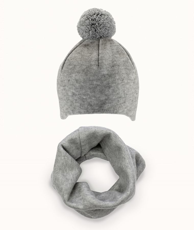 Komplet dziecięcy, Czapka, Komin, szary, Iltom