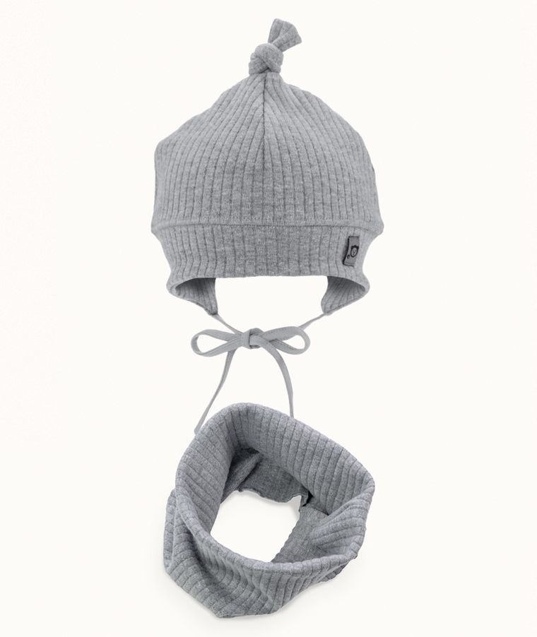 Komplet dziecięcy, Czapka, Komin, szary, Iltom