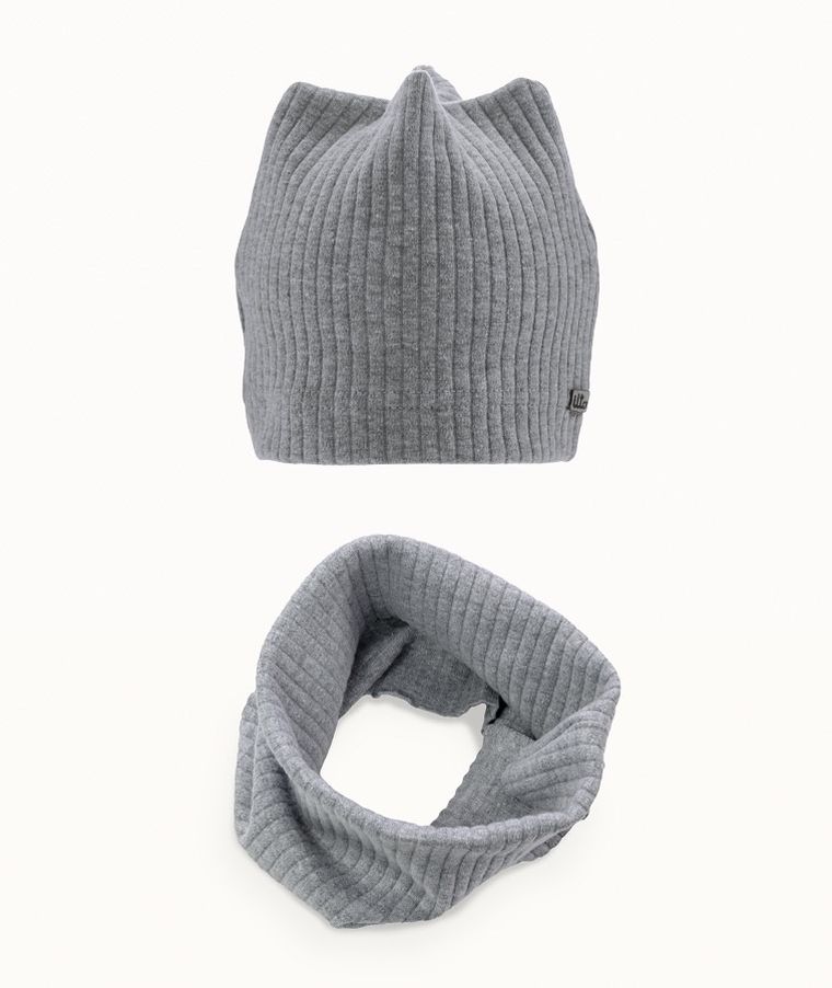 Komplet dziecięcy, Czapka, Komin, szary, Iltom