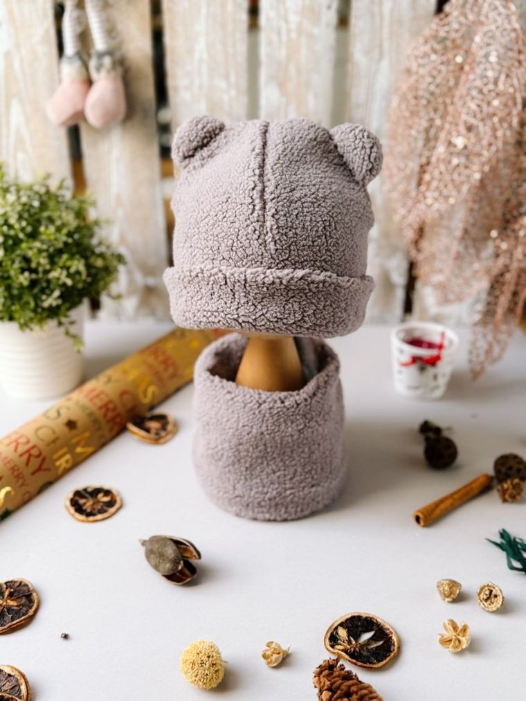 Komplet dziecięcy, Czapka, Komin, szary, Iltom