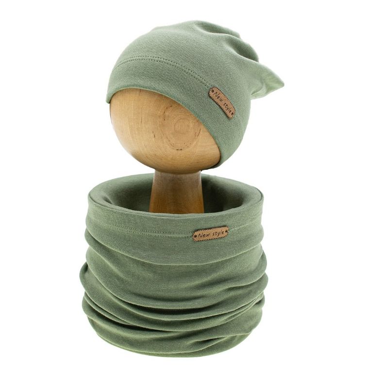 Komplet dziecięcy, Czapka, Komin, zielony, Nicol