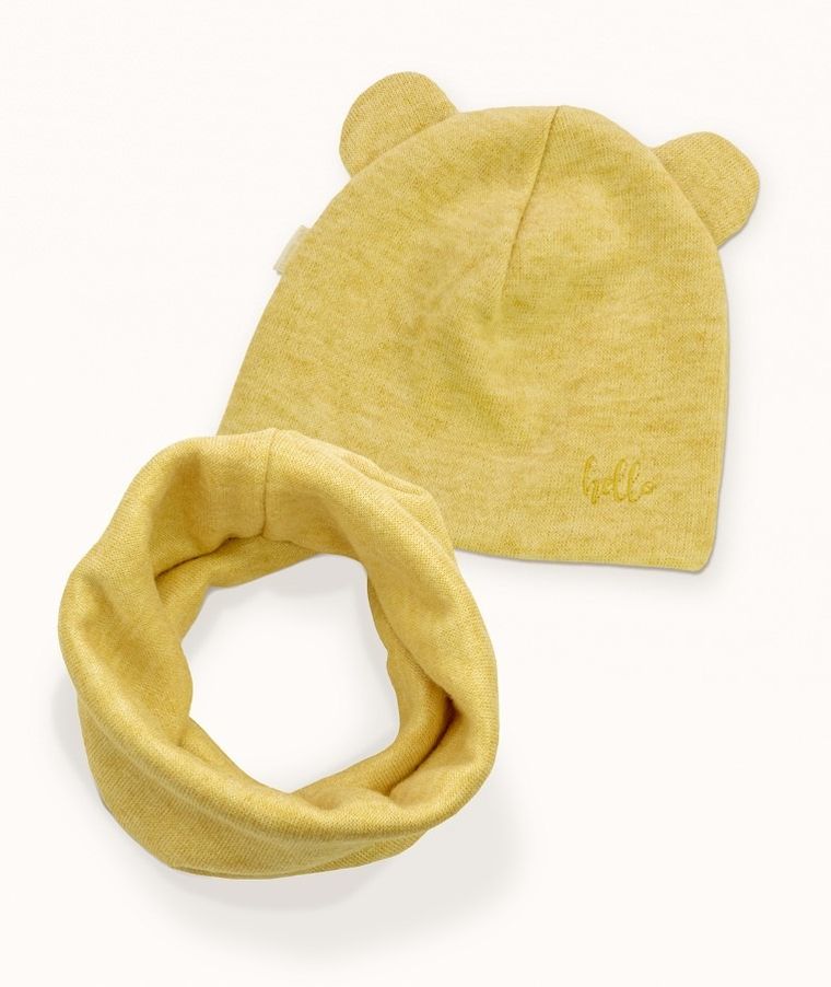 Komplet dziecięcy, Czapka, Komin, żółty, Iltom