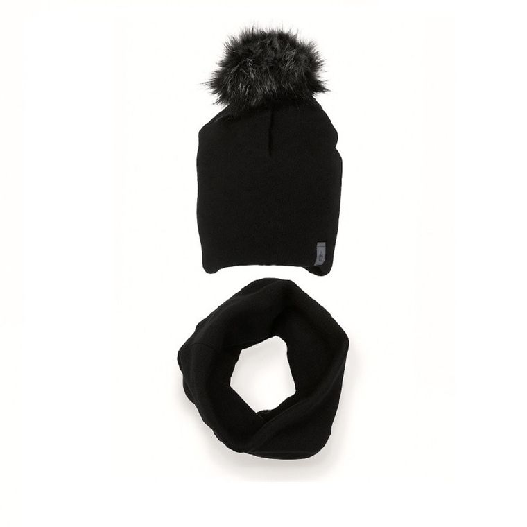 Komplet dziecięcy, Czapka z pomponem, Komin, czarny, Iltom