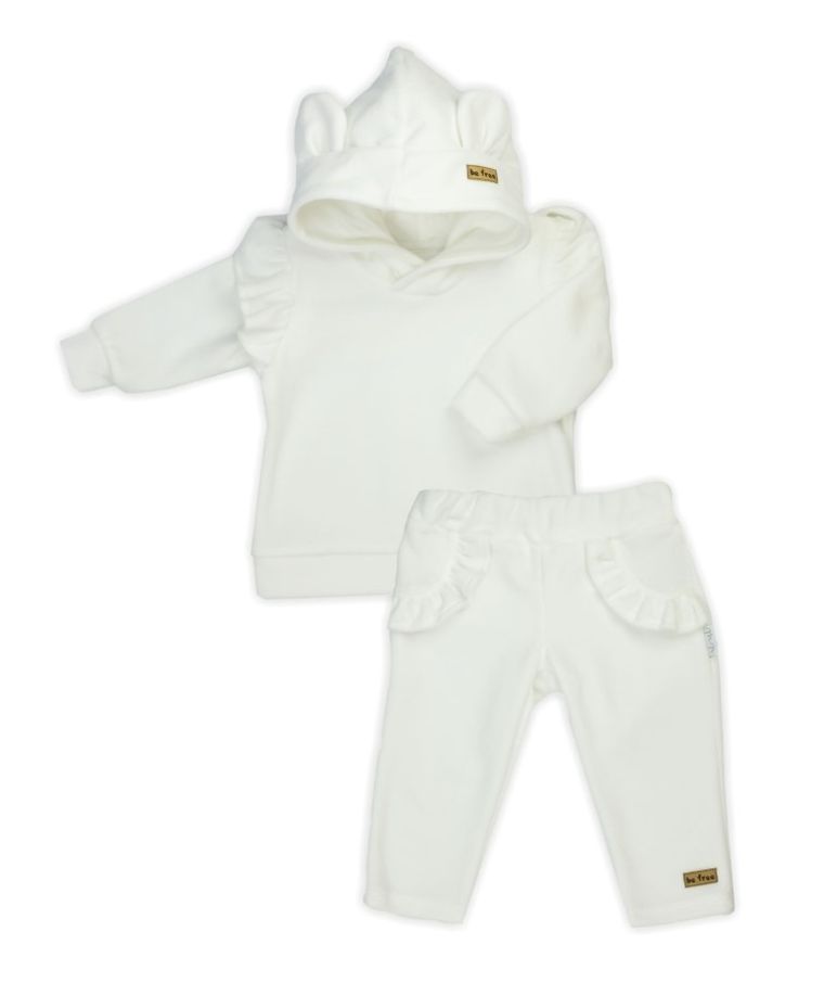 Komplet dziewczęcy, Bluza z kapturem, Spodnie dresowe, ecru, Nicol
