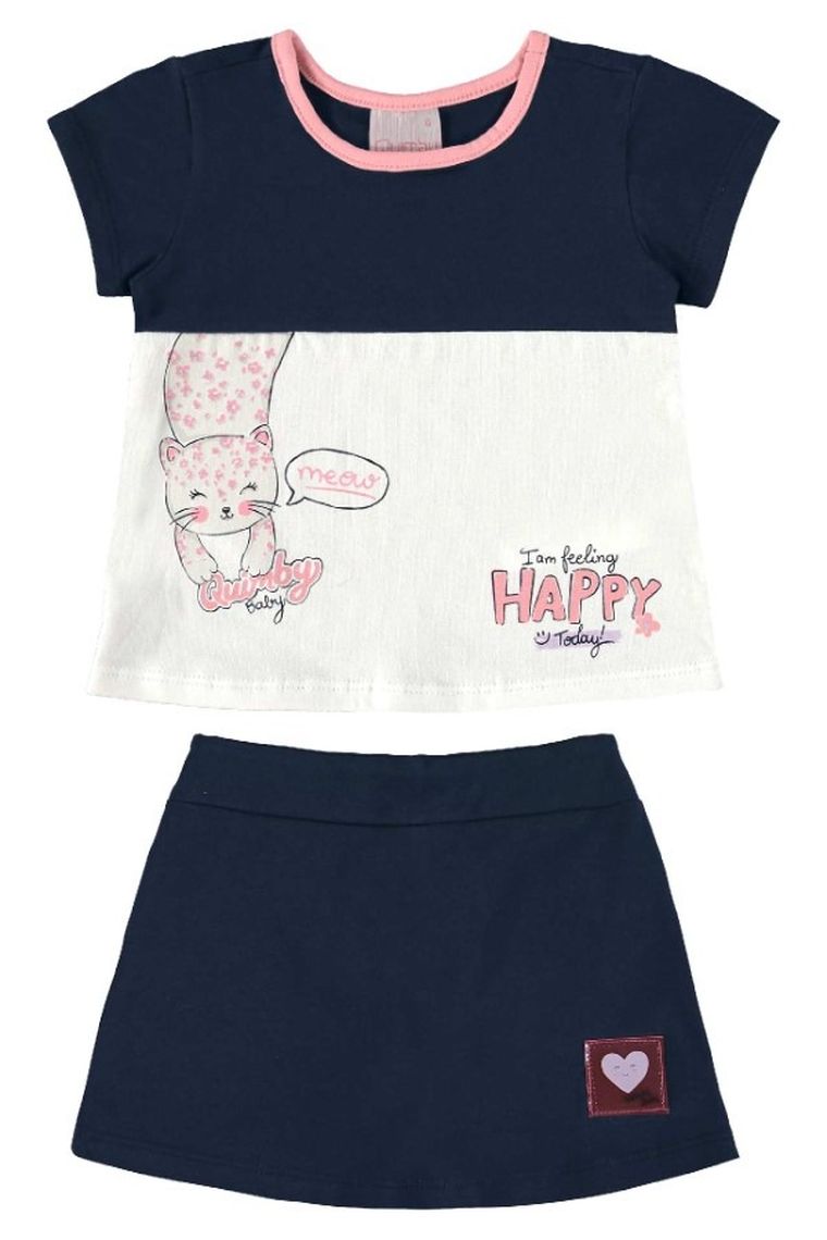 Komplet dziewczęcy, Bluzka z krókim rękawem, Spódnica, mix, Quimby