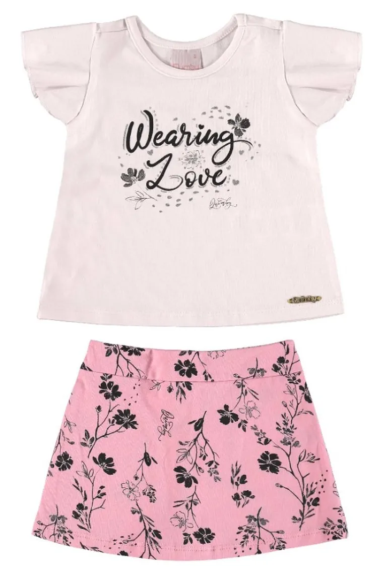 Komplet dziewczęcy, Bluzka z krókim rękawem, Spódnico-spodenki, mix, Quimby