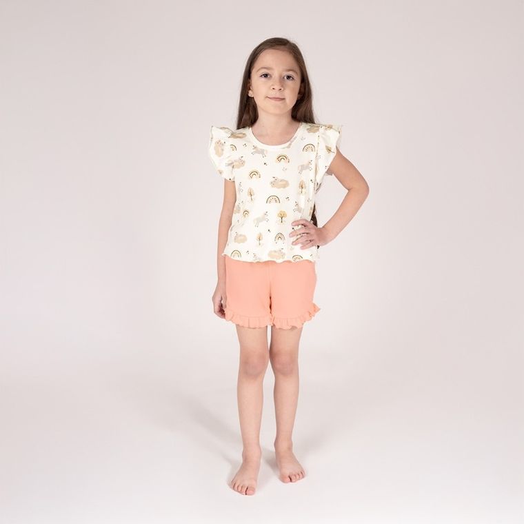 Komplet dziewczęcy, Bluzka z krótkim rękawem, Szorty, mix, Nicol