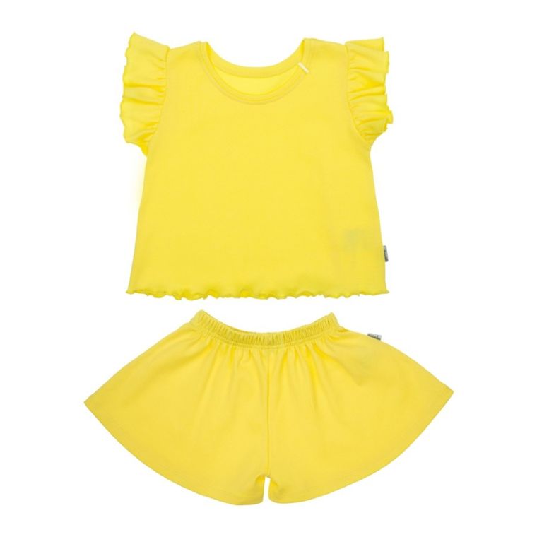 Komplet dziewczęcy, Bluzka z krótkim rękawem, Szorty, żółty, Nicol