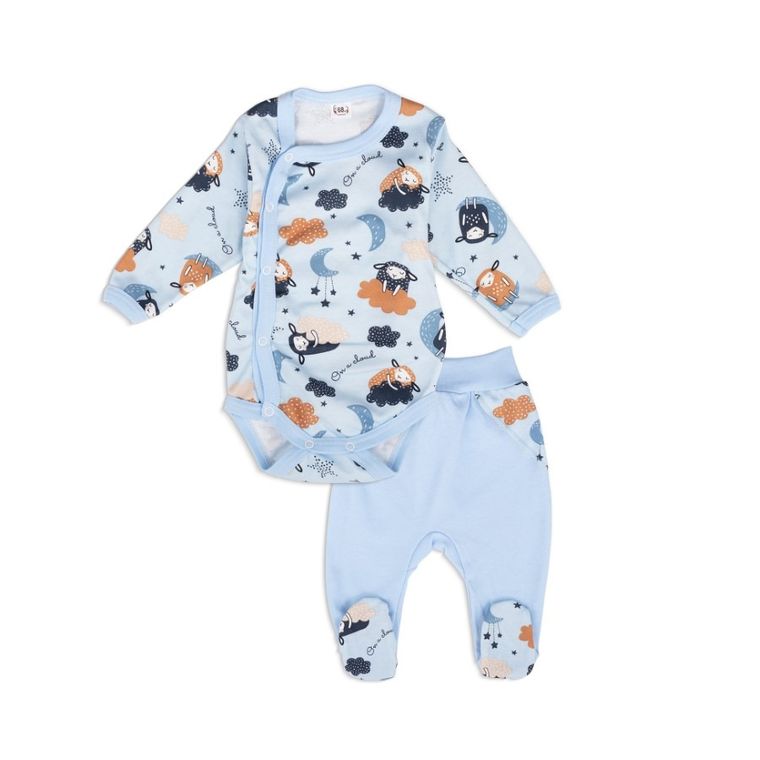 Komplet dziewczęcy, Body z długim rękawem, Półśpiochy, niebieski, Tup Tup