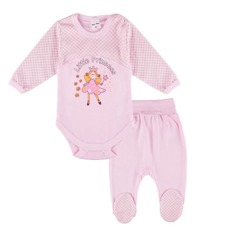 Komplet dziewczęcy, Body z długim rękawem, Półśpiochy, różowy, Tup Tup
