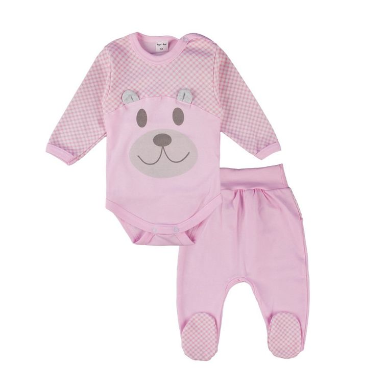 Komplet dziewczęcy, Body z długim rękawem, Półśpiochy, różowy, Tup Tup