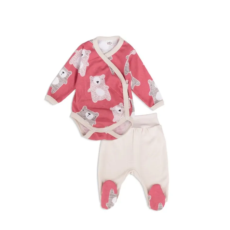 Komplet dziewczęcy, Body z długim rękawem, Półśpiochy, różowy, Tup Tup
