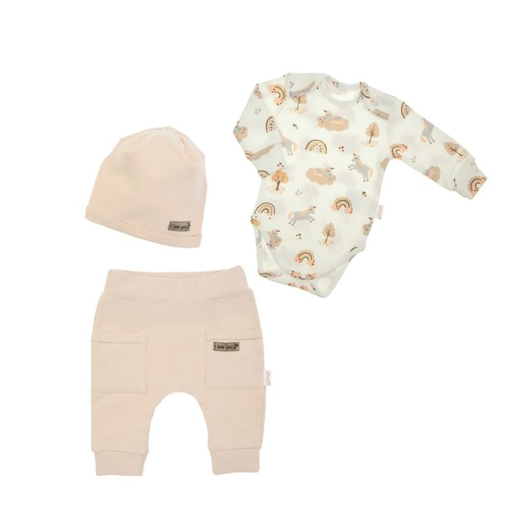 Komplet dziewczęcy, Body z długim rękawem, Spodnie dresowe, Czapka, mix, Nicol