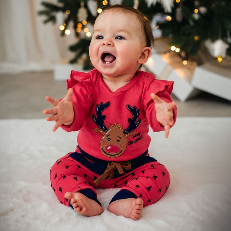 Komplet dziewczęcy, Body z długim rekawem, Spodnie dresowe, różowy, Eevi