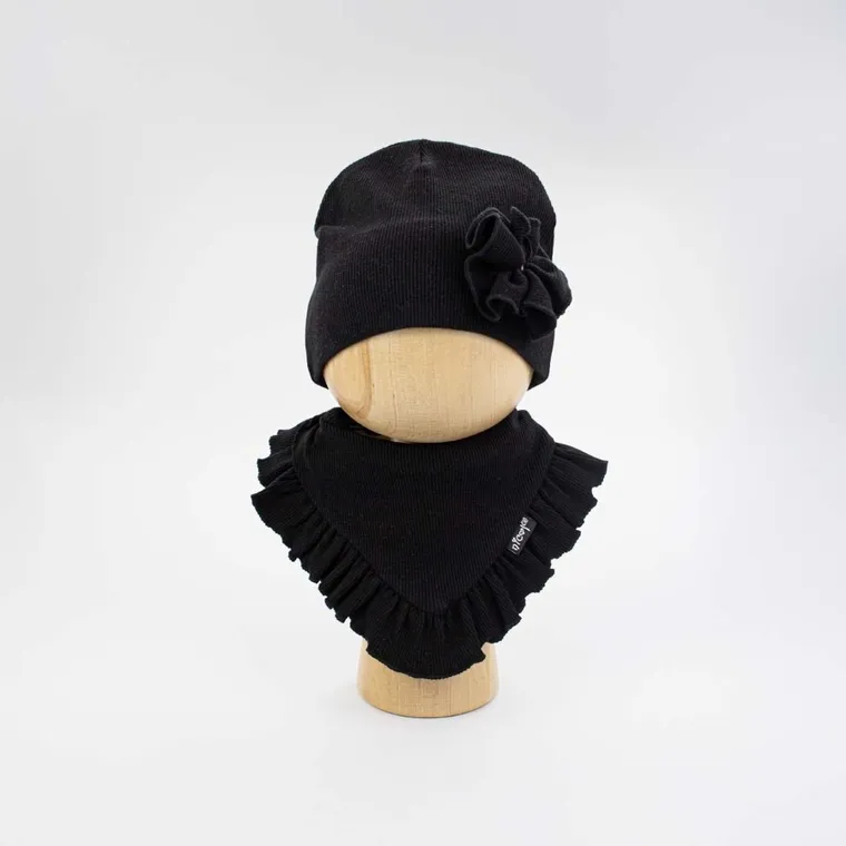 Komplet dziewczęcy, Czapka, Apaszka, czarny, Nicol