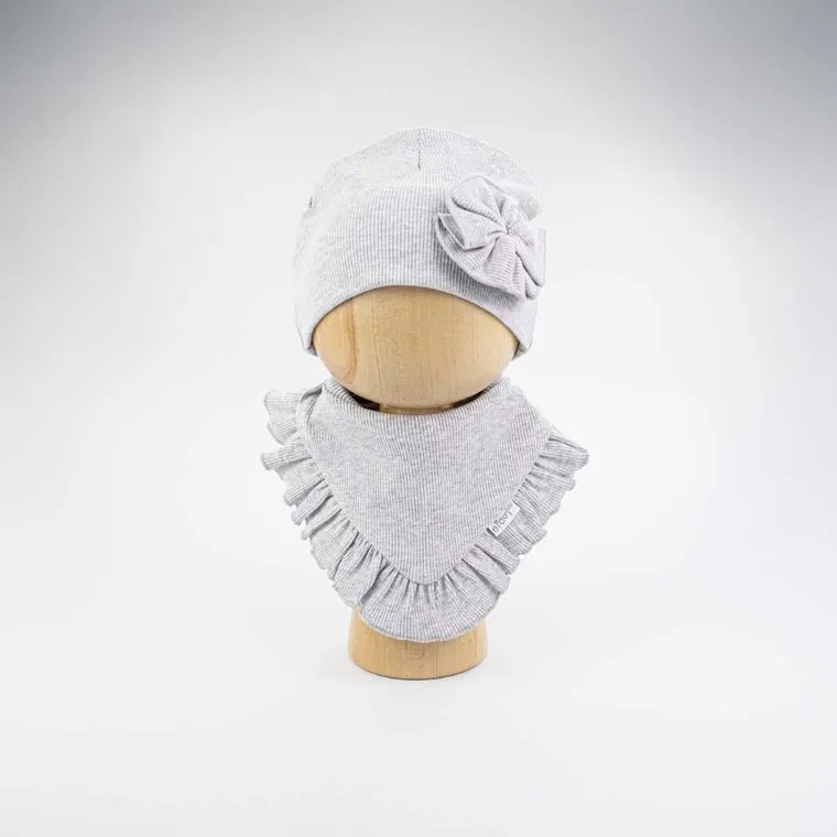 Komplet dziewczęcy, Czapka, Apaszka, szary, Nicol