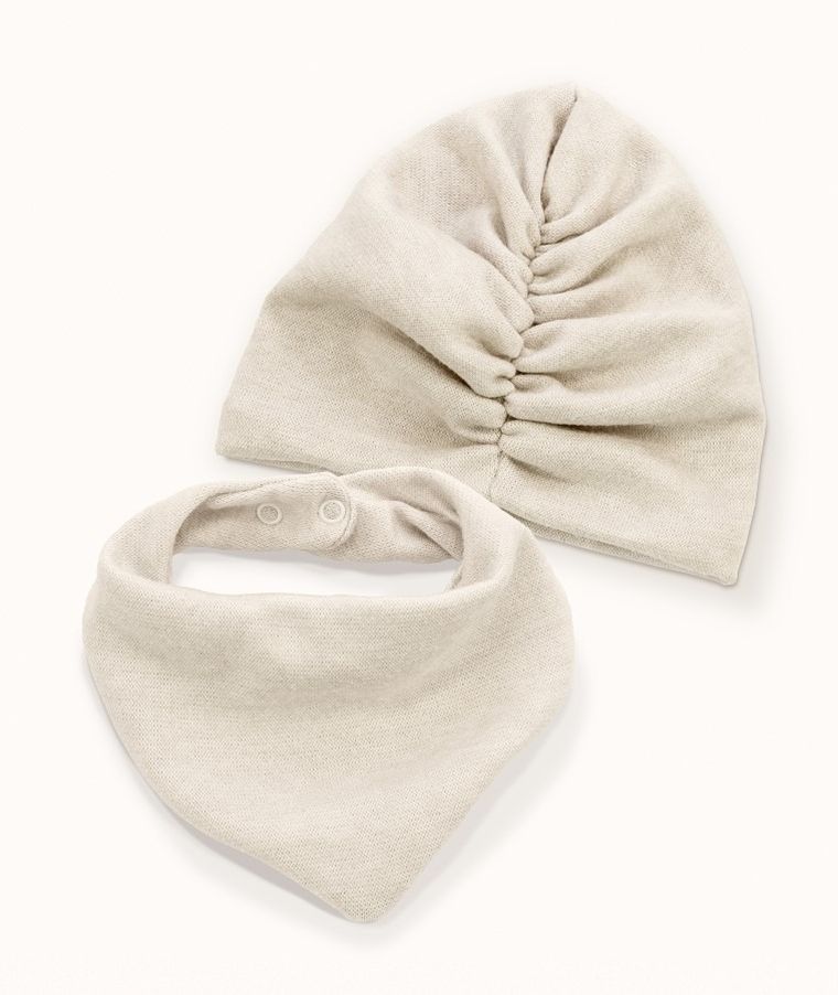 Komplet dziewczęcy, Czapka, Chustka, beżowy, Iltom