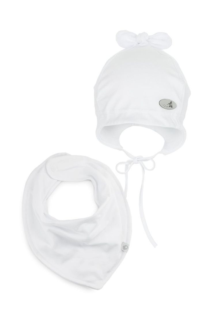 Komplet dziewczęcy, Czapka, Chustka, biały, Iltom