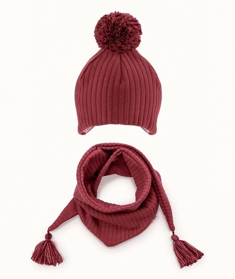 Komplet dziewczęcy, Czapka, Chustka, czerwony, Iltom