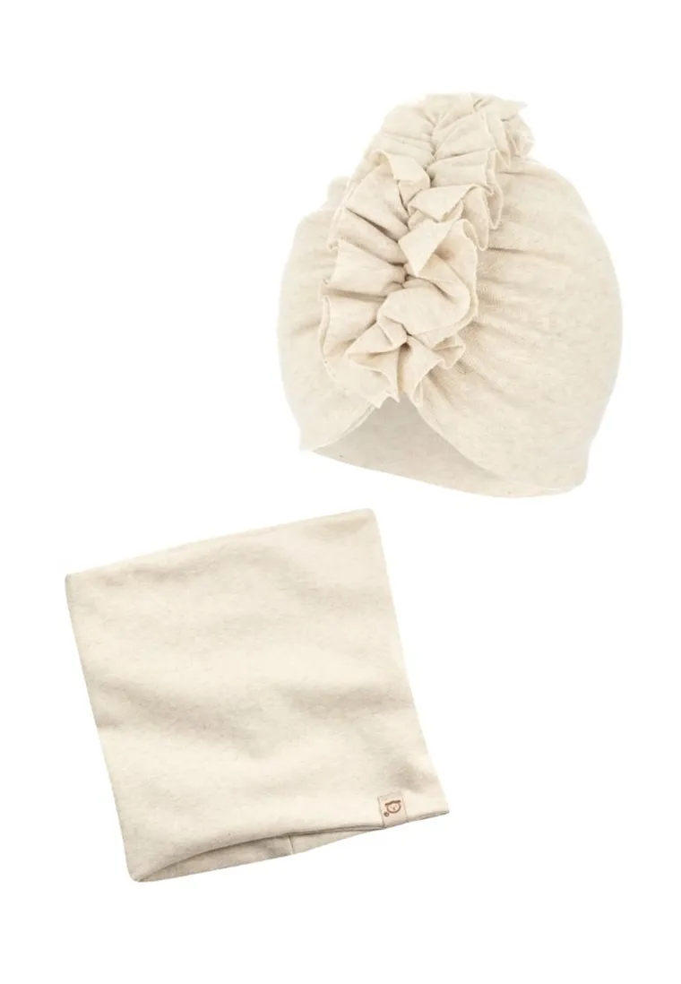 Komplet dziewczęcy, Czapka, Komin, beżowy, Iltom