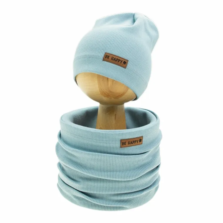 Komplet dziewczęcy, Czapka, Komin, niebieski, Nicol