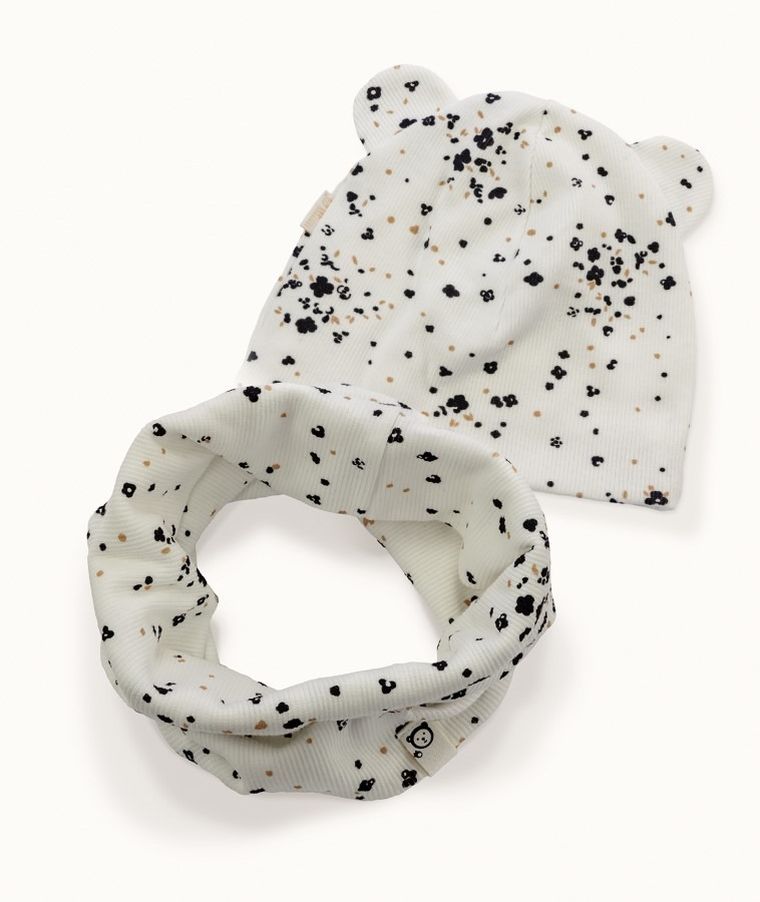 Komplet dziewczęcy, Czapka, Komin, prążkowany, ecru, Iltom