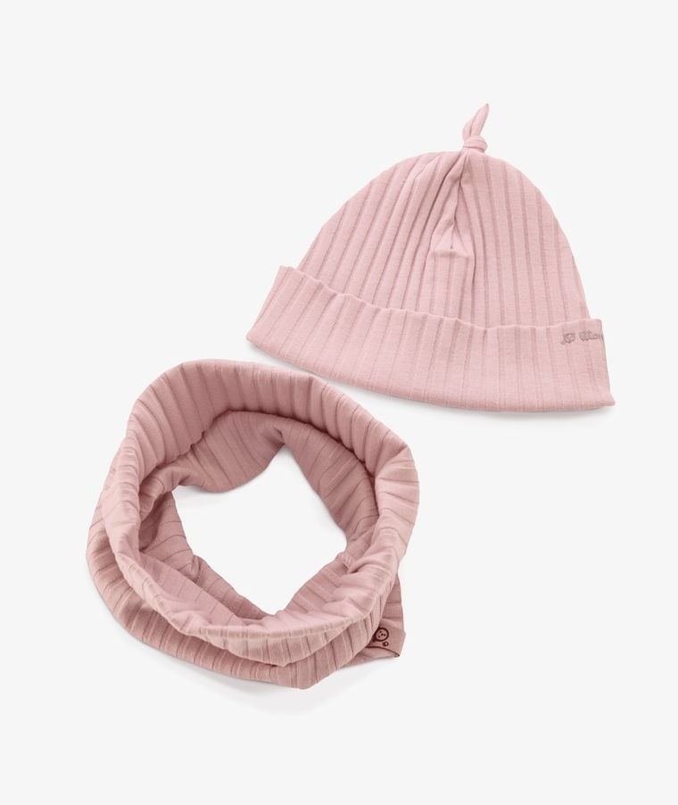 Komplet dziewczęcy, Czapka, Komin, różowy, Iltom