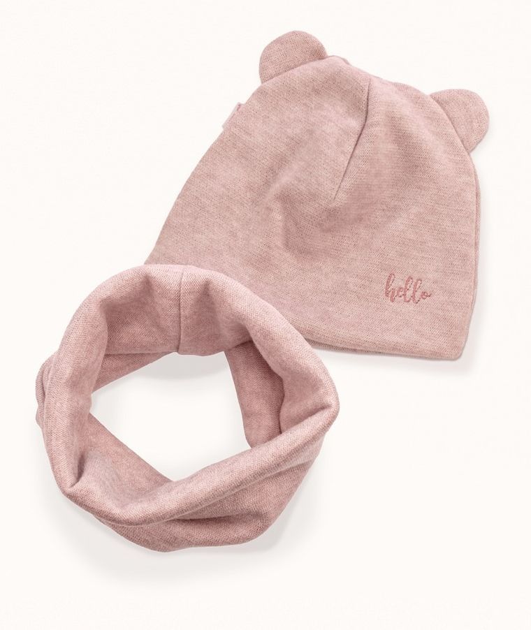 Komplet dziewczęcy, Czapka, Komin, różowy, Iltom