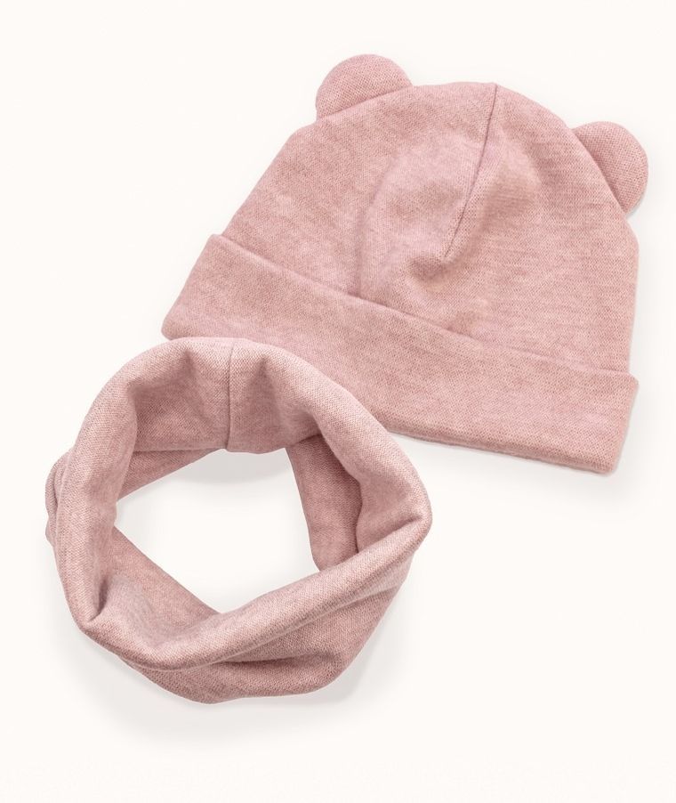 Komplet dziewczęcy, Czapka, Komin, różowy, Iltom