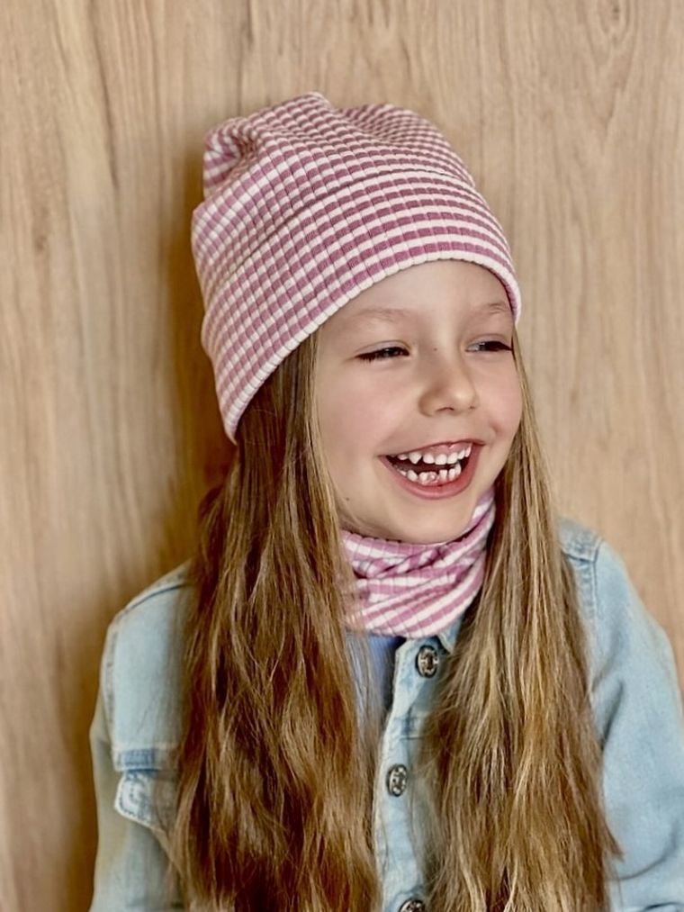 Komplet dziewczęcy, Czapka, Komin, różowy, Iltom