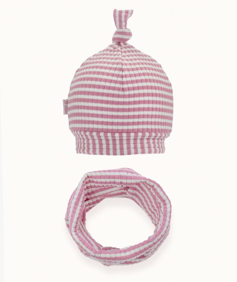 Komplet dziewczęcy, Czapka, Komin, różowy, Iltom